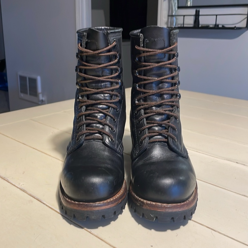 Frye Black Leather Logger Boots - Picture 2 of 10